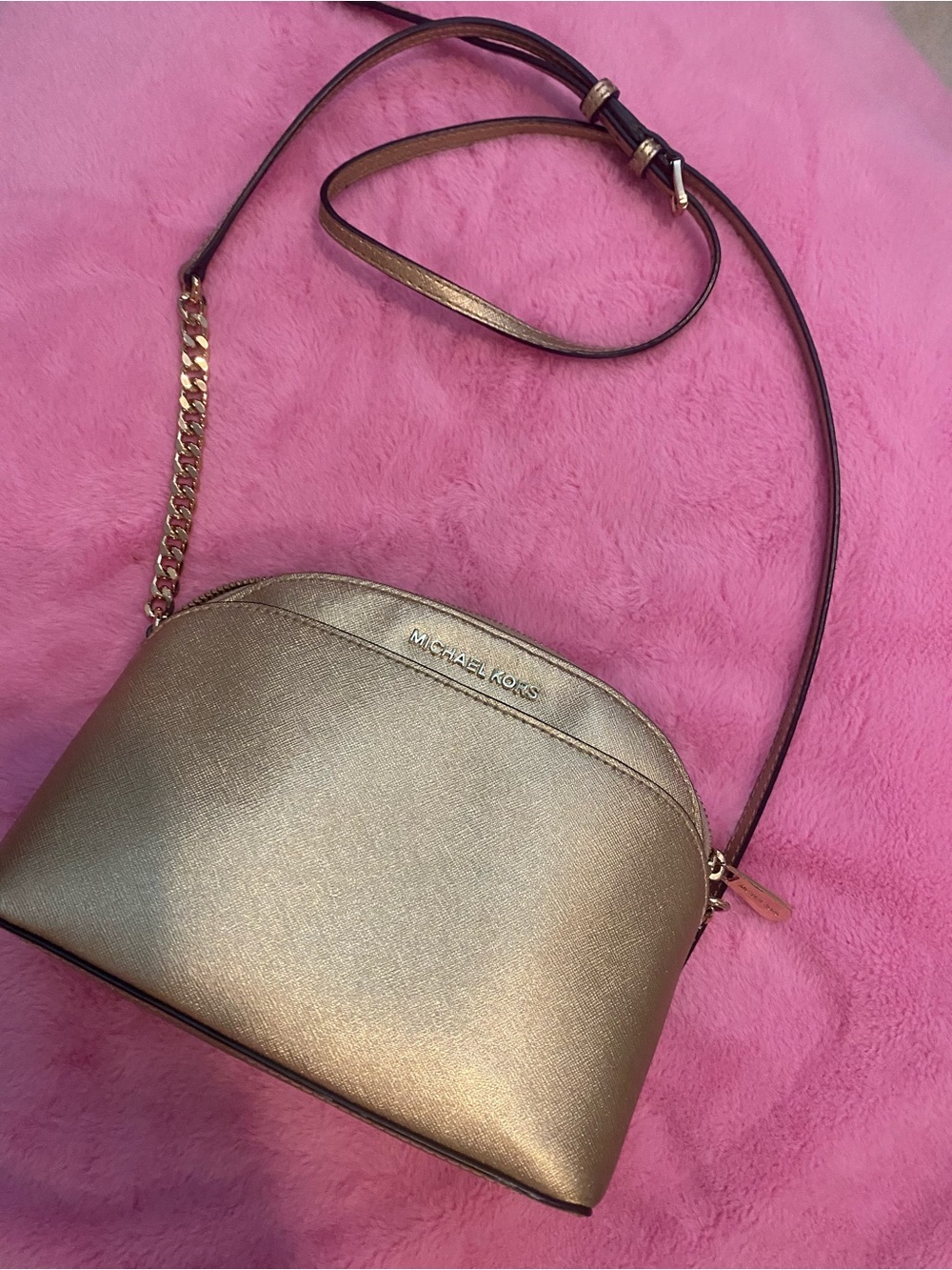 Michael Kors Metallic Gold Dome Crossbody Bag